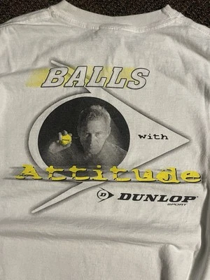 Camisa deportiva Dunlop vintage años 90 pelota de tenis para hombre XL parte delantera trasera Foto 1 de 4