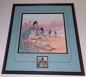 P Buckley Moss "Touching Lives" Print Framed Matted Signed #6810 And Tile (2007) - Picture 1 of 10