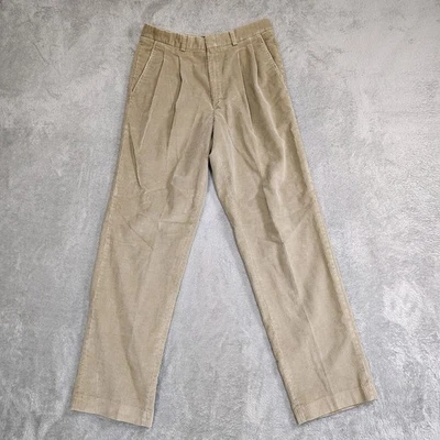 Vintage 90s Y2K Eddie Bauer Mens 33x32 Corduroy Pants Pleated Tan Khaki - Image 1 of 4