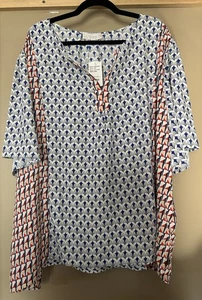 Weekend Suzanne Betro Top Blouse 4X Multicolor Floral Lightweight Boho NWT - Picture 1 of 7
