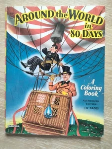 Around The World In 80 Days Coloring Book 1957 Saalfield Publ. Rare Find - Foto 1 di 18