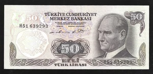 World Paper Money - Turkey 50 Lirasi L.1970 (1976)  P188 @ Crisp AU-UNC - Picture 1 of 2