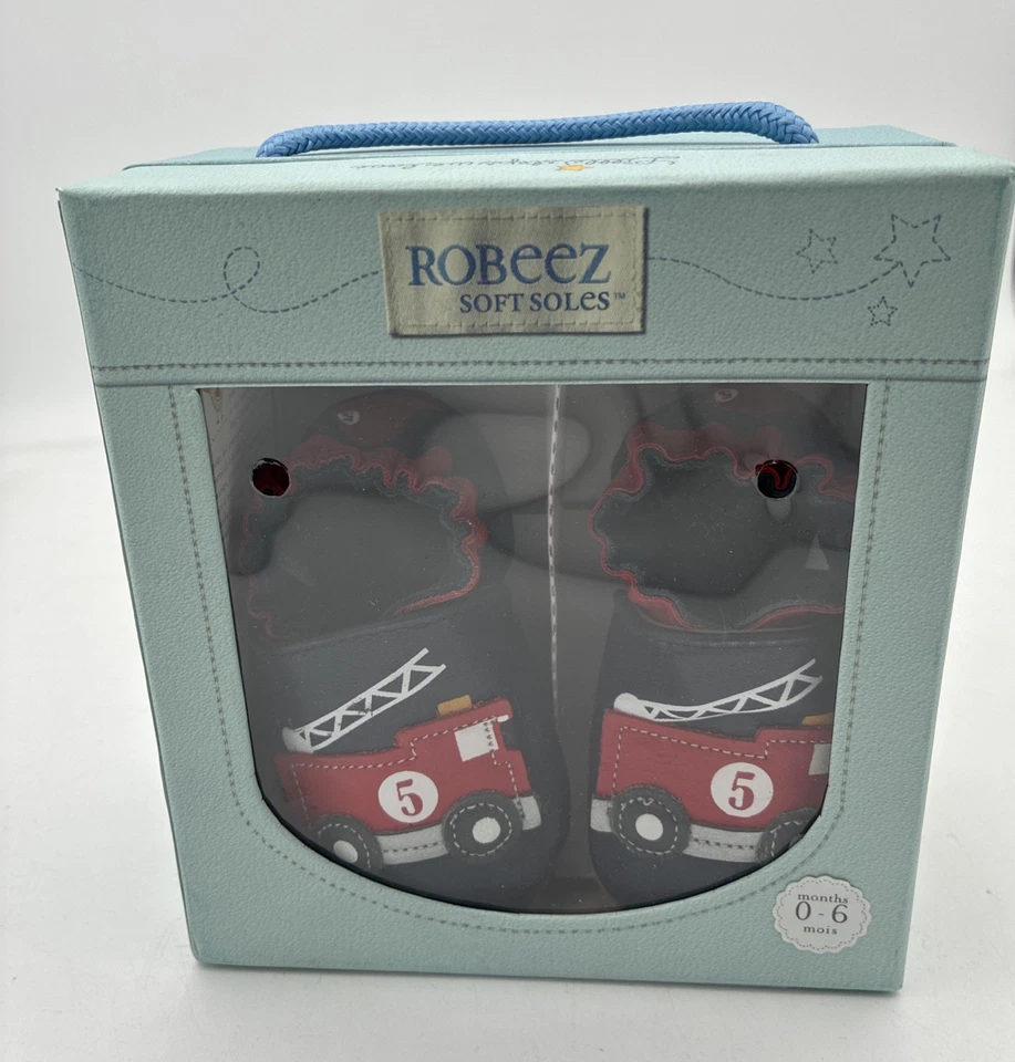 Robeez Bebé Niño Camión de Bomberos Bomberos Suela Suave Zapatos Talla 0-6 Meses Foto 1 de 4