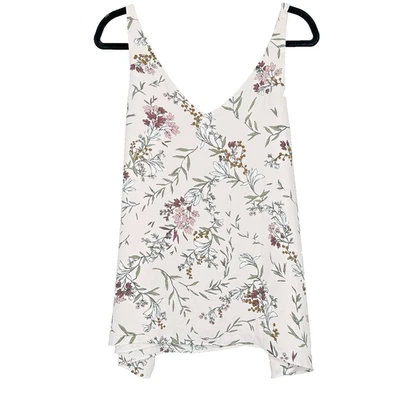 R Essentials Womens 2X Shirt Top Pink Floral Sleeveless V Neck Flowy Lightweight - Image 1 of 4