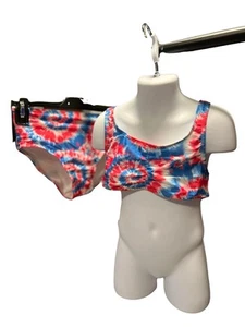 NEW GIRLS ART CLASS 2 PIECE Red Blue SWIMSUIT SIZE M 8 - Picture 1 of 4