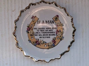 Vintage 7" Keramik Souvenir Teller "IF A MAN" Ultra RAR Gold Spitzrand Rand - Bild 1 von 3