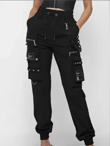 Pantalón de chándal Maniere de voir cargo con cadena talla US/2 negro mezcla de nailon - Imagen 1 de 11