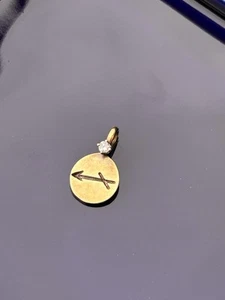Tiffany & Co 14K Gold Diamond Zodiac Sagittarius Mini Disk Charm Pendant RARE - Picture 1 of 11