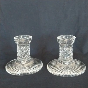 2 portacandele vintage Waterford ALANA taglio a mano cristallo trasparente conico 3,75" - Foto 1 di 10