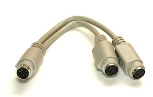 6in Mini DIN 6-Pin Male Dual Female Y-Splitter Cable PS2 Beige MiniDin6 - Picture 1 of 1