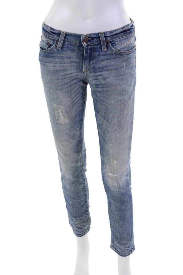 Pantalones de mezclilla ajustados de tiro bajo de cinco bolsillos azul talla 24 de Simon Miller de algodón para mujer Foto 1 de 4