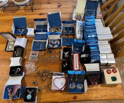Huge Lot of Avon +Other Jewelry New Old Stock Reseller Necklace Earrings Rings + - Image 1 of 3