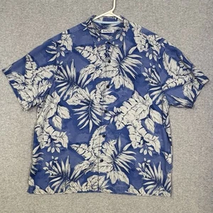 Tommy Bahama Seidenhemd Herren XXL Florida Wedel blau geblümt kurzarm Camp - Bild 1 von 6