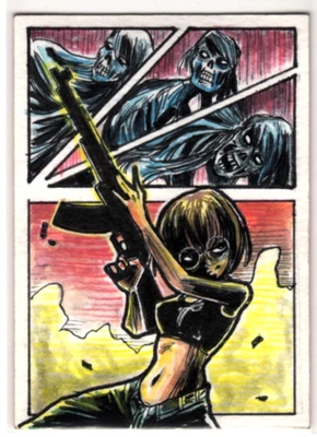 2025 EGS ART STUDIO GALZ N ZOMBIES Jayar Federeso 1/1 Sketch Card COMIC PANEL - Image 1 of 2