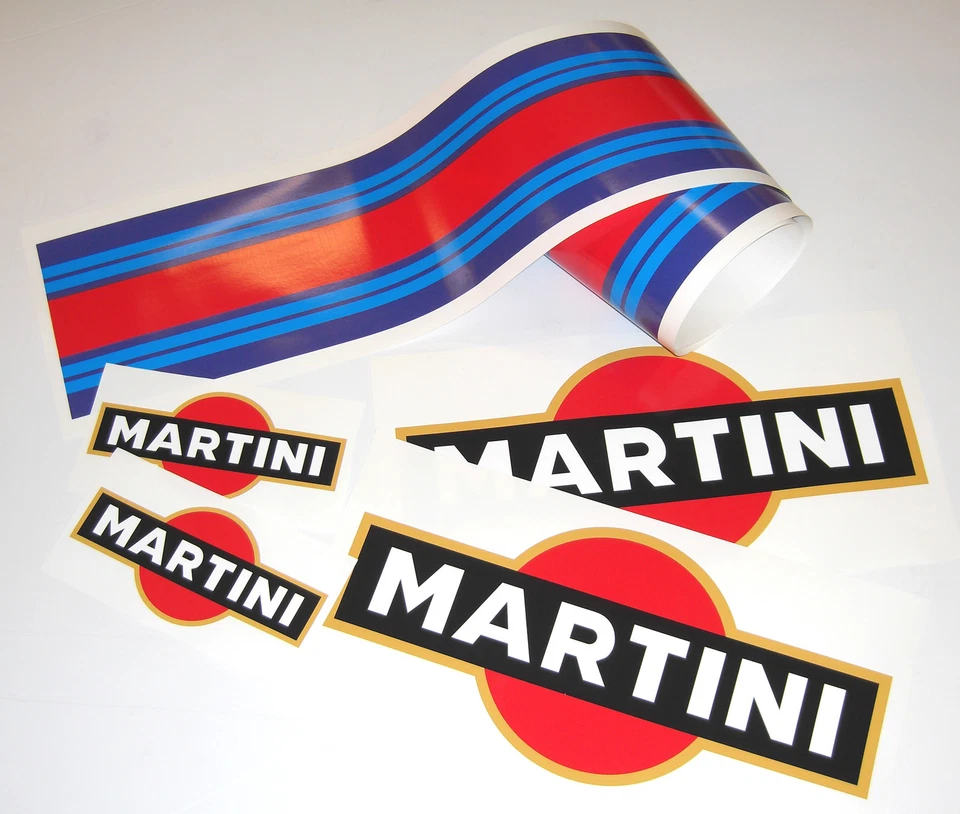 SCREENPRINTDIGITAL Classic race car FULL CAR LAMINATED sticker set decals 'MARTINI' colours