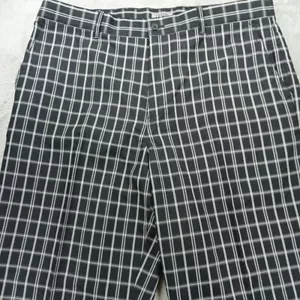 IZOD Golf Pants Men's 38x30 Black Plaid Check Preppy Lightweight Performance - Picture 1 of 11