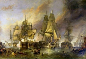 Battle of Trafalgar by Stanfield Wall Art War Poster Print Painting War Ship - Picture 1 of 6