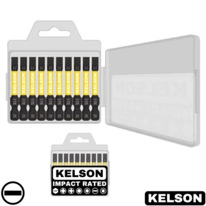 Brocas de destornillador de impacto de cabeza plana ranuradas de 50 mm de 10 x 5,5 mm con estuche de 1/4" KELSON - Imagen 1 de 3