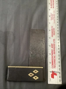 Vintage Ebony/ Brass 4 1/2” Carpenters Square - Picture 1 of 2