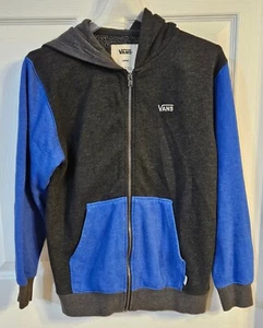 Boy's Vans Youth Hoodie Colorblock Blue Black Full Zip Size Large  - Picture 1 of 6