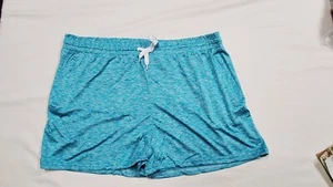 L- Real Essentials AQUA BLUE Dry Fit Moisture Wicking Shorts w/2 Zip Pockets - Picture 1 of 6
