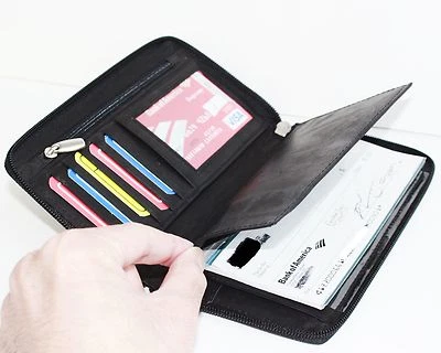 Cuero Genuino Tarjeta Identificación Chequera Cubierta Cremallera Bolso sin asas Cartera Hombres Mujeres Vendedor de EE. UU. Foto 1 de 4