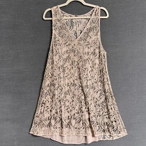 Free People Dress L Beige Beaded Lace Mini Boho Chic Western Cowgirl Cocktail - Picture 1 of 10