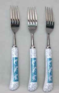 3 Rare Coalport Flatware Revelry Forks blue-white w/cherubs - Picture 1 of 6