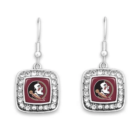 47274 Florida State FSU Square Dangle Earrings with rhinestones Cover
