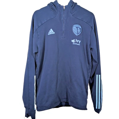 Adidas Sporting Kansas City MLS 1/4th Zip Hoodie Soccer FI1429 Adult Medium GUC - Image 1 of 4