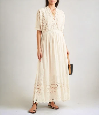 Maxi Vestido LoveShackFancy Delfina Crochet Para Mujer 4 Boho Boda Playa Nuevo con Etiquetas Foto 1 de 4