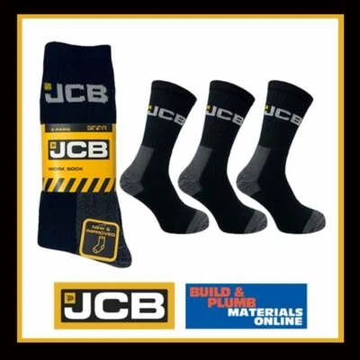 JCB - Men's Black Work Socks - High Protection - Size 6-11 New Improved Thermal