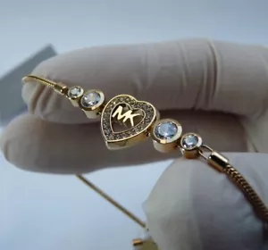 Michael Kors Heart Gold Slider Adjustable Bracelet Crystals MKJX7174710 BOX New - Bild 1 von 5
