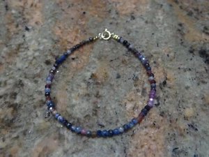 14k Yellow Gold Natural Ruby & Sapphire Gemstone Bracelet 7" - Picture 1 of 1