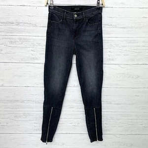 J. Brand Womens Faded Black Jeans Alana High Rise Crop Skinny Lower Leg Zippers - Picture 1 of 11