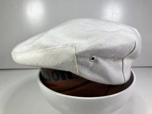 Vtg 80s 90s STETSON White CANADA-MADE CABBIE HAT Newsboy Golf Flat Cap Sz SMALL - Picture 1 of 9