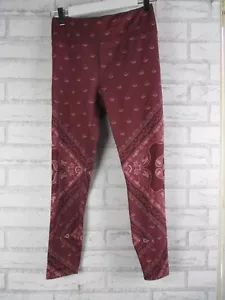 Dharma Bums womens 7/8 length tights maroon white paisley print S - Picture 1 of 9