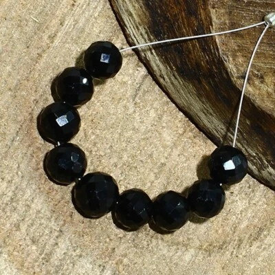 Cuentas de rondelle facetadas de espinela negra briolette piedras preciosas sueltas naturales joyería Foto 1 de 3