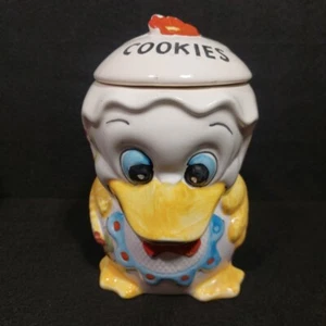 Tarro de galletas de pato de cerámica vintage pintado a mano de 8" hecho en Brasil cocina floral - Imagen 1 de 24
