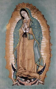 VIRGEN DE GUADALUPE 24"Wx35"L COTTON FABRIC PANEL MEXICAN - Picture 1 of 3