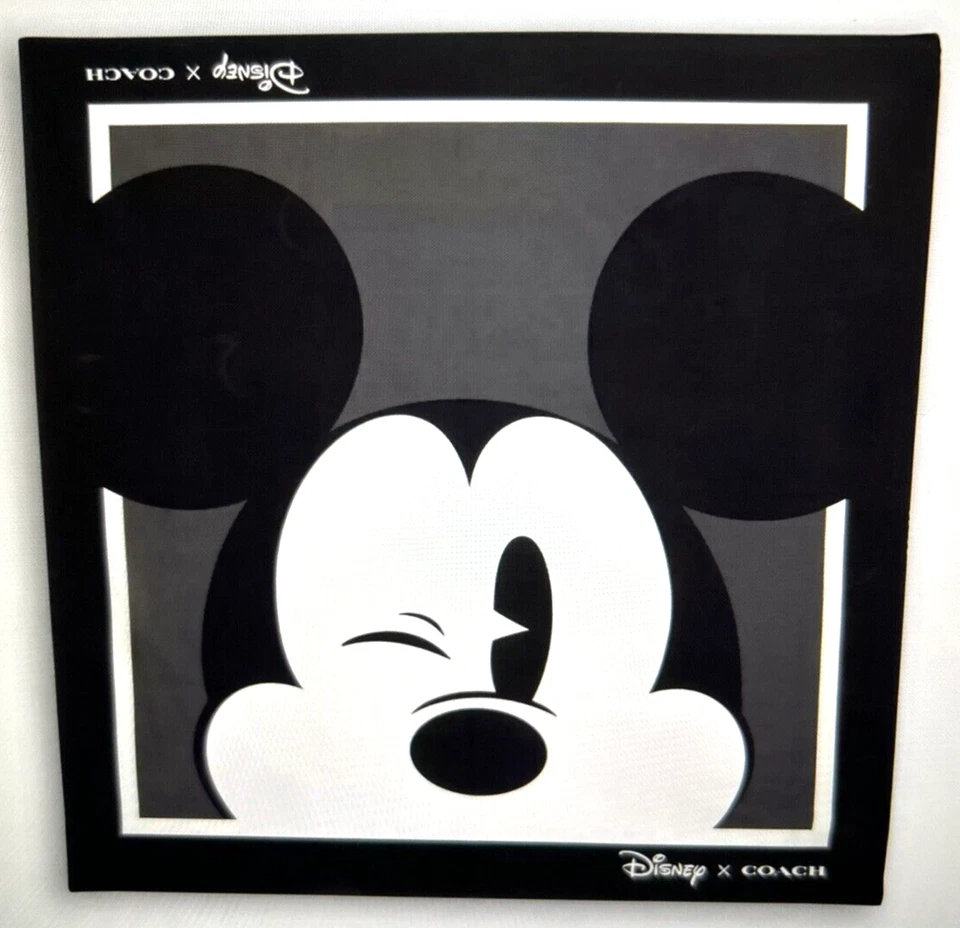 COACH Women's Scarf Black Disney X MICKEY FACE 100 Silk