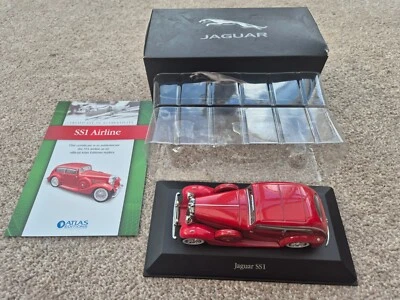 Atlas Edizioni 1/43 Jaguar SS1 Tubo Aria Rosso Pressofuso Auto Classica Jag - Immagine 1 di 4