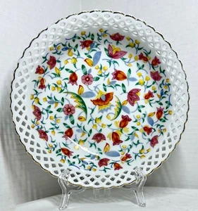 Lovely Floral Vintage Reticulated Porcelain Bowl Germany with a Lace Edging - Picture 1 of 7