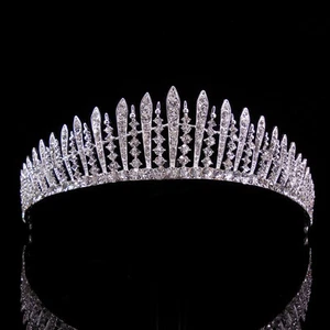 4cm Tall Twinkling Crystal Wedding Bridal Prom Queen Princess Tiara Adult - Picture 1 of 3