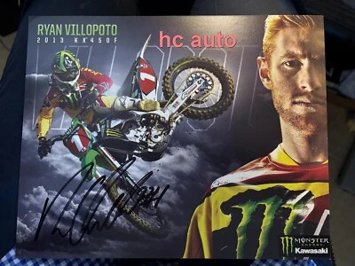 TARJETA FOTOGRÁFICA KAWASAKI 8X10 FIRMADA POR RYAN VILLOPOTO 3- TOMAC, MCGRATH, JETT Foto 1 de 3