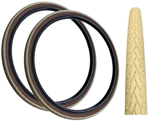 PAIR Baldys 700 x 38c CREAM With BROWN WALL Hybrid Trekking Cycle Bike TYRES - Picture 1 of 10