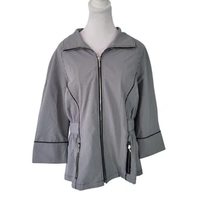 Drapers & Damons Size M Stretch Gingam Plaid Black White Full Zip Jacket - Picture 1 of 10