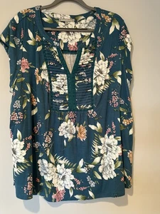 Daniel Rainn Damen Kurzarm grün geblümt Shirt Größe 3X - Bild 1 von 6