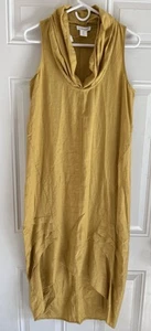 NWT Cynthia Rowley Linen Yellow Cowl Neck Asymmetrical Tent Dress Lagenlook S - Picture 1 of 7