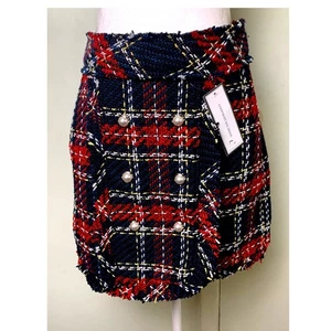 GOODNIGHT MACAROON ROT BLAU TWEED MINIROCK GR L - Bild 1 von 6